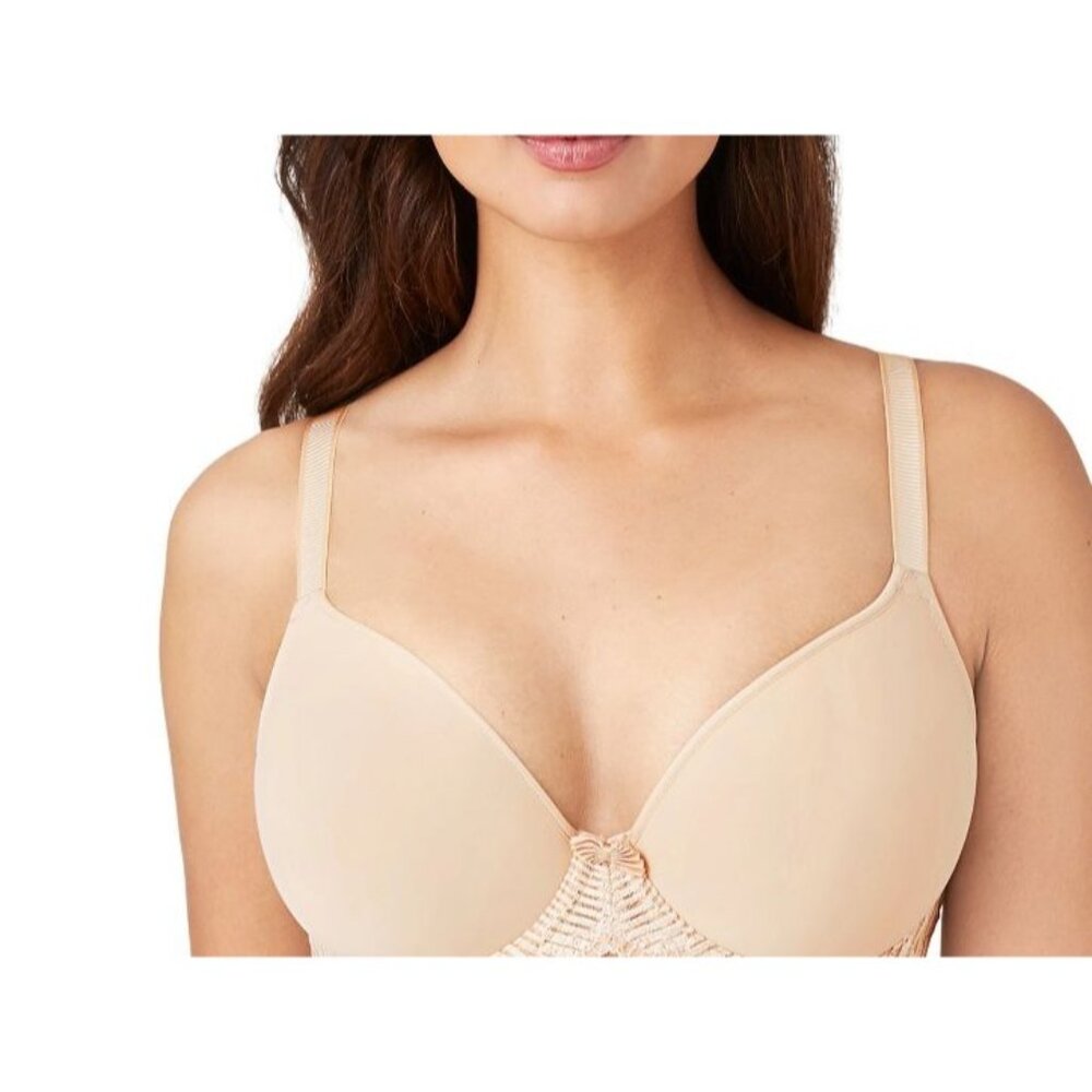 Wacoal La Femme T-Shirt Bra Womens Nude Lace Trim Underwire 38D 853117 GUC 8405